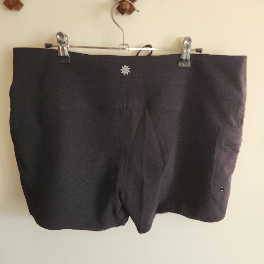 Athleta Swim Board Shorts Trunks Lace-Up Waist Black Zip Pockets Xl 14 - Picture 7 of 10